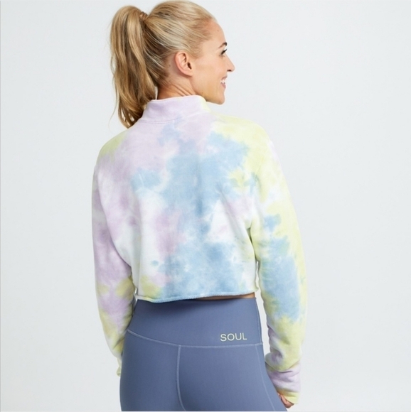 SOULCYCLE X Cotton Citizen Tie Dye 1/4 Zip Crop Sweatshirt Women's Size Medium - Picture 10 of 11